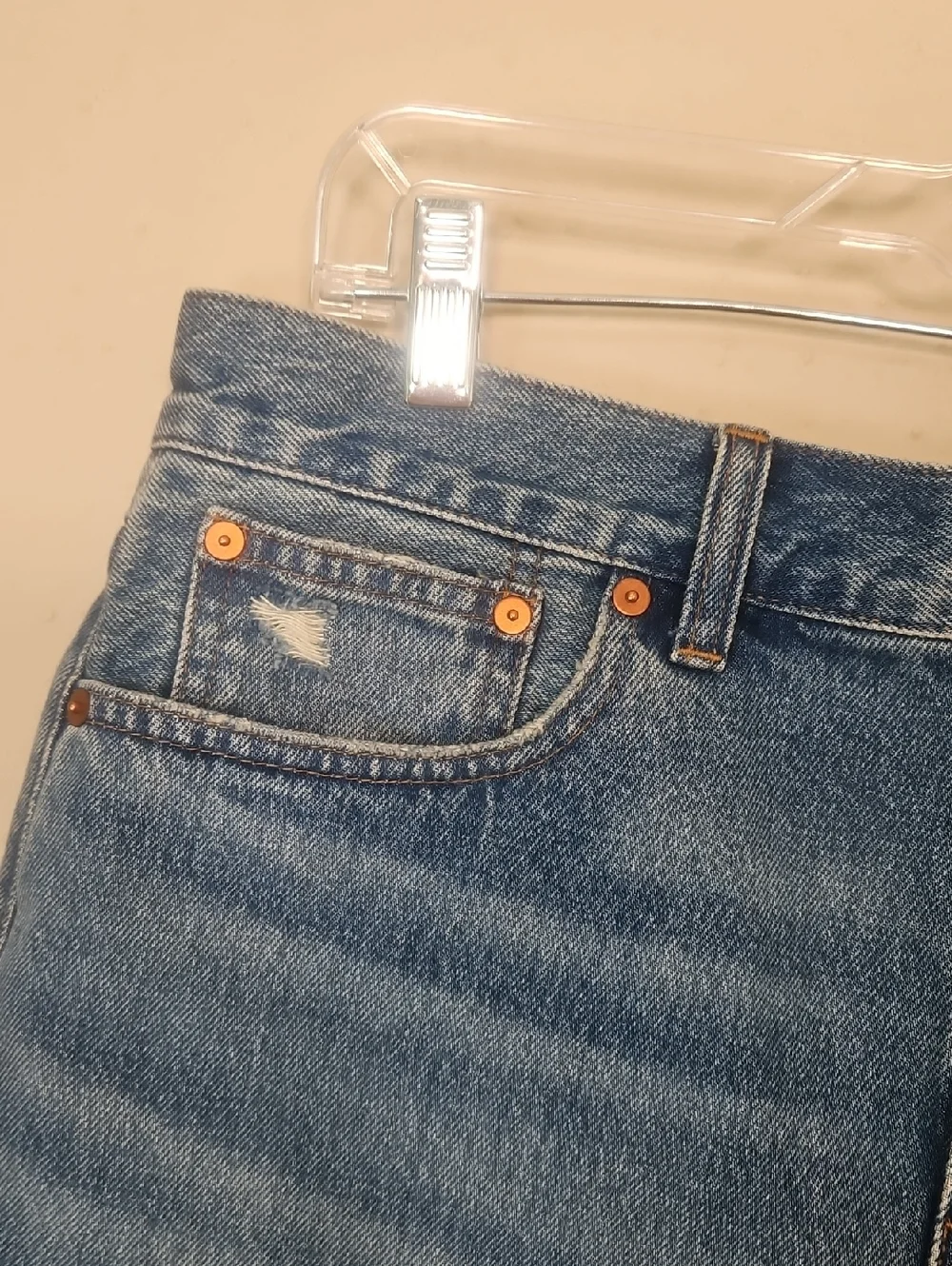 Madewell The Relaxed Denim Shorts Kelton Wash Raw Hem High Rise Size 28